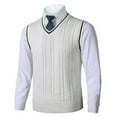 thumbnail image 3 of Bcfgryg Mens Autumn And Winter Fashion Casual Pullover Stripe Contrast Knitted Sweater Vest Sweaters For Men White M, 3 of 3