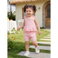 thumbnail image 3 of BemeyourBBs Boho Toddler Baby Girl Summer Clothes Little Baby Girl Beach Outfits Cute Crochet Flower Sleeveless Spaghetti Strap Tank Vest Tops and Shorts Sets, 3 of 9