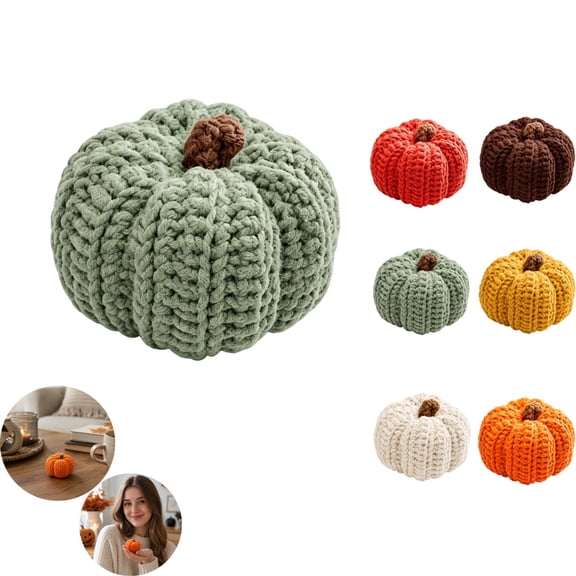 Autumn Tiered Tray Decor 1PCS Crochet Pumpkin, Handmade Knitted Mini Pumpkins Bowl Fillers for Thanksgiving Halloween Table