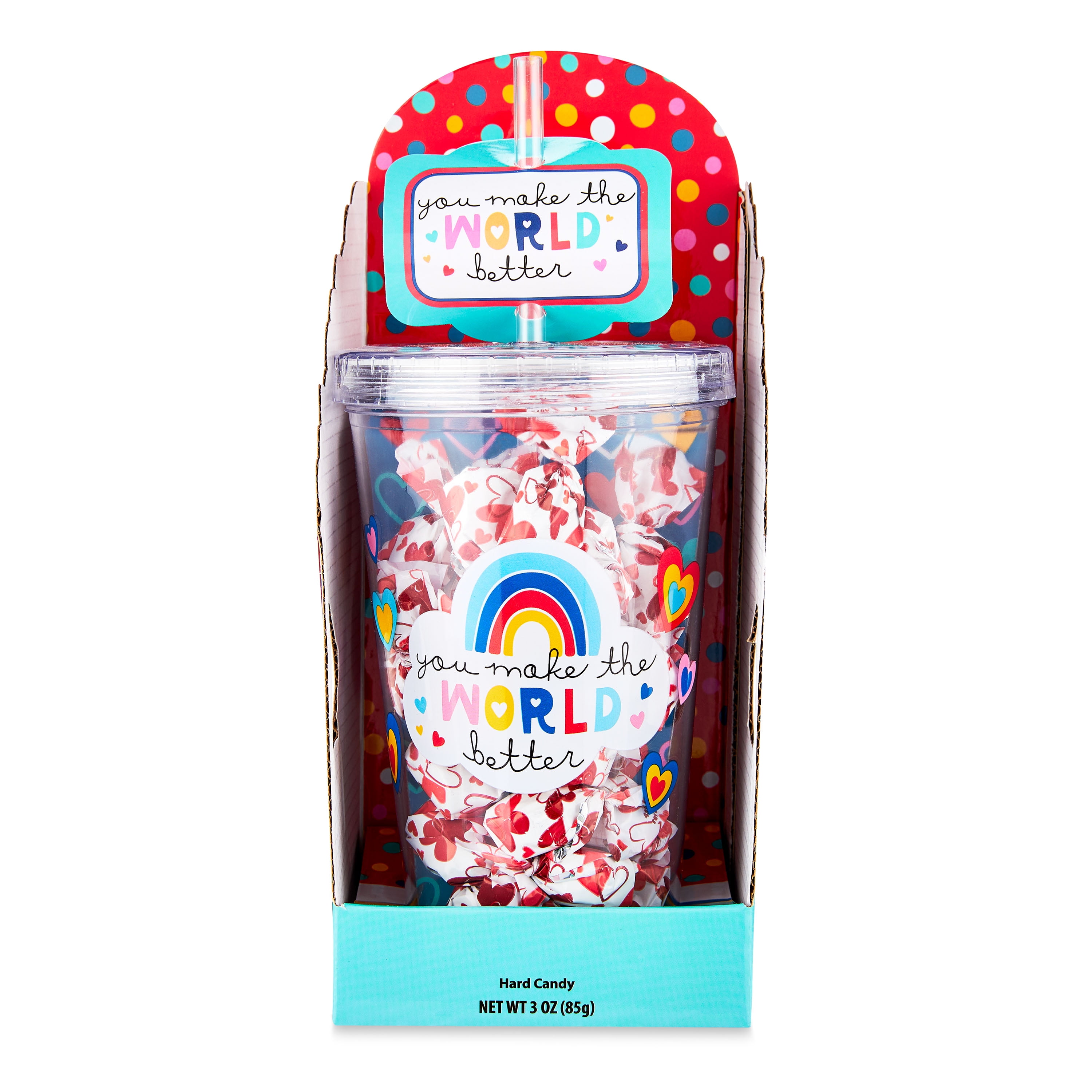 Way to Celebrate! Progressive Gifts Valentine's Day Rainbow World Candy Tumbler Gift Set