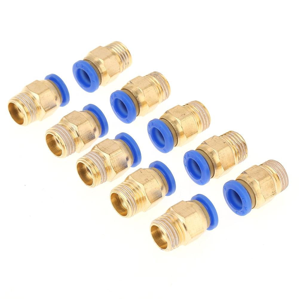 10pcs 8mm Tube Plugin Connector For 1/8" BSPT Male Straight Pneumatic Coupling 