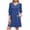 Blue, variant on Women's V Neck 3/4 Puff Sleeve Mini Dress with Pockets Casual Shift Dress for Work Everyday Casual Wear