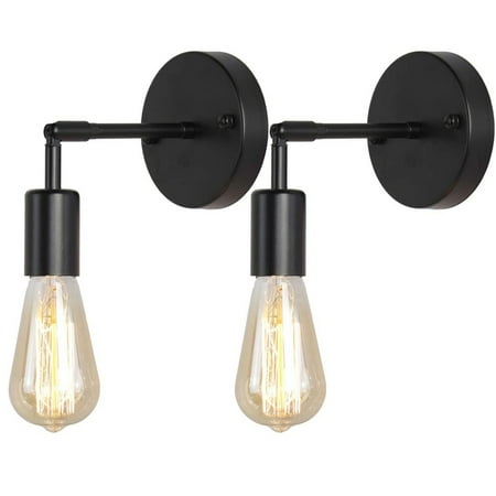 

SHELLTON 2 Pcs Brushed Brass Wall Sconce Vintage Industrial Wall Lamp Pole Wall Mount Lighting Fixture Black