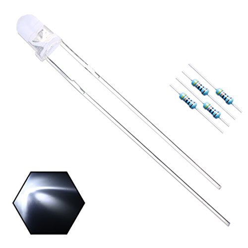 EDGELEC 100pcs 3mm White Flicker Flickering LED Diodes Candle Flicking Lights Clear Round Top 29mm Long Feet DC 3V Light Emitting Diode Lamp Bulb Included 100pcs Resistors 430ohm for DC 6-12V