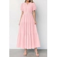 thumbnail image 4 of PRETTYGARDEN Womens Summer Maxi Dresses Casual Puff Sleeve V Neck Smocked Flowy Eyelet Cotton Dress Spring Sundress, 4 of 8