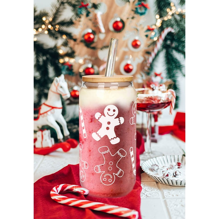 Christmas Cups, 18oz Christmas Coffee Mugs Beer Can Glass with Lid and Straw  Christmas Gingerbread Tumbler Drinking Glasses Glassware Drinkware Cookie  Jar Home Decorations Gifts for Women Kids Men 
