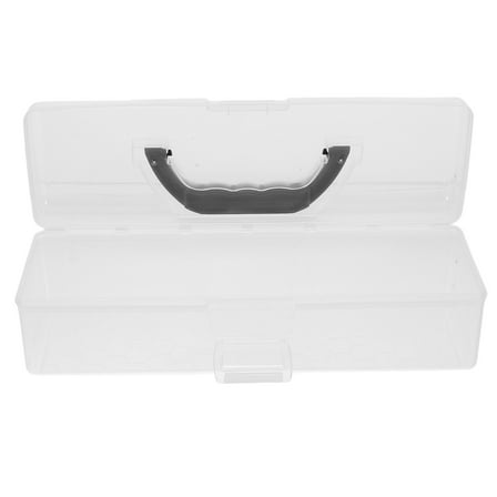 Hemoton Plastic Storage Container for Art and Craft Supplies for Holding Paint Brushes Stationery Clear and Rectangular Organizer Box