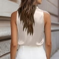 thumbnail image 3 of Satin Sleeveless Tank Tops for Women Cowl Neck Silk Tops Summer Dressy Business Casual Basic Workout Shirts Beige M, 3 of 3