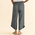 thumbnail image 5 of Lumtrix Womens Capris Pants High Waist Drawstring Dressy Casual Pants Lightweight Trousers Buttons With Pockets Dark Gray M, 5 of 6