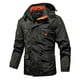 thumbnail image 4 of Chaqueta deportiva para hombre con capucha desmontable, resistente al viento, con cremallera para exteriores, con múltiples bolsillos, chaquetas tipo cargo, para otoño y primavera, 4 of 5