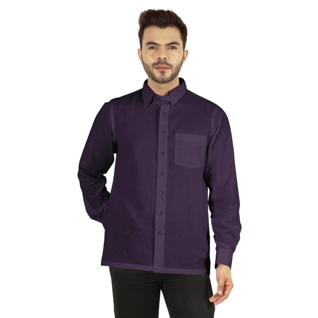 Bestman Solid Button Down Shirt For Men Long Sleeve With Patch Pocket Formal Business Wear