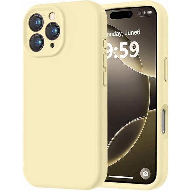Funda de Silicona Premium, Forro de Microfibra Suave, para iPhone 16 Pro de 6.3 Pulgadas, Amarillo Cremoso