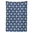 thumbnail image 3 of Ambesonne Blue Tablecloth Rectangular Table Cover, Checkered Folkloric Floral, 60"x90", Blue White, 3 of 4