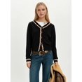 thumbnail image 4 of Women's Cropped Cardigan Sweaters Fall Long Sleeve Button Down Color Block Knit Outwear Coats Black S, 4 of 7