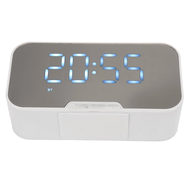 Altavoz con Despertador Digital Altavoz Despertador con Espejo Multifuncional con Radio para Dormitorio Oficina Pantalla de Temperatura de Soporte Radio