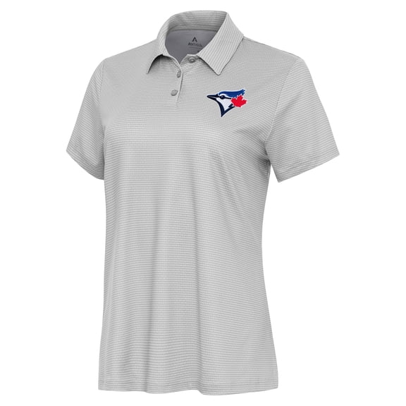 Women's Antigua White/Gray Toronto Blue Jays Rings Polo