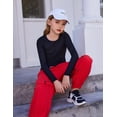 thumbnail image 3 of Arshiner 2 Packs Ribbed Knit Long Sleeve Shirts for Girls Soft Slim Fit Crewneck Casual Base Layer Tops Tees, 3 of 6