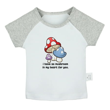 

iDzn I Have So Mushroom In My Heart For You Funny T shirt For Baby Newborn Babies T-shirts Infant Tops 0-24M Kids Graphic Tees Clothing (Short Gray Raglan T-shirt 0-6 Months)