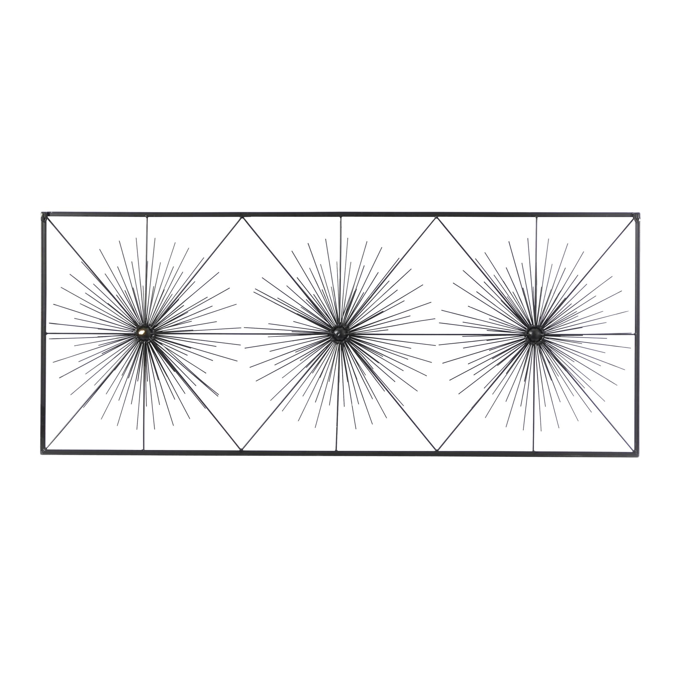 DecMode Black Metal Sea Urchin Starburst Wall Decor with Black Frame