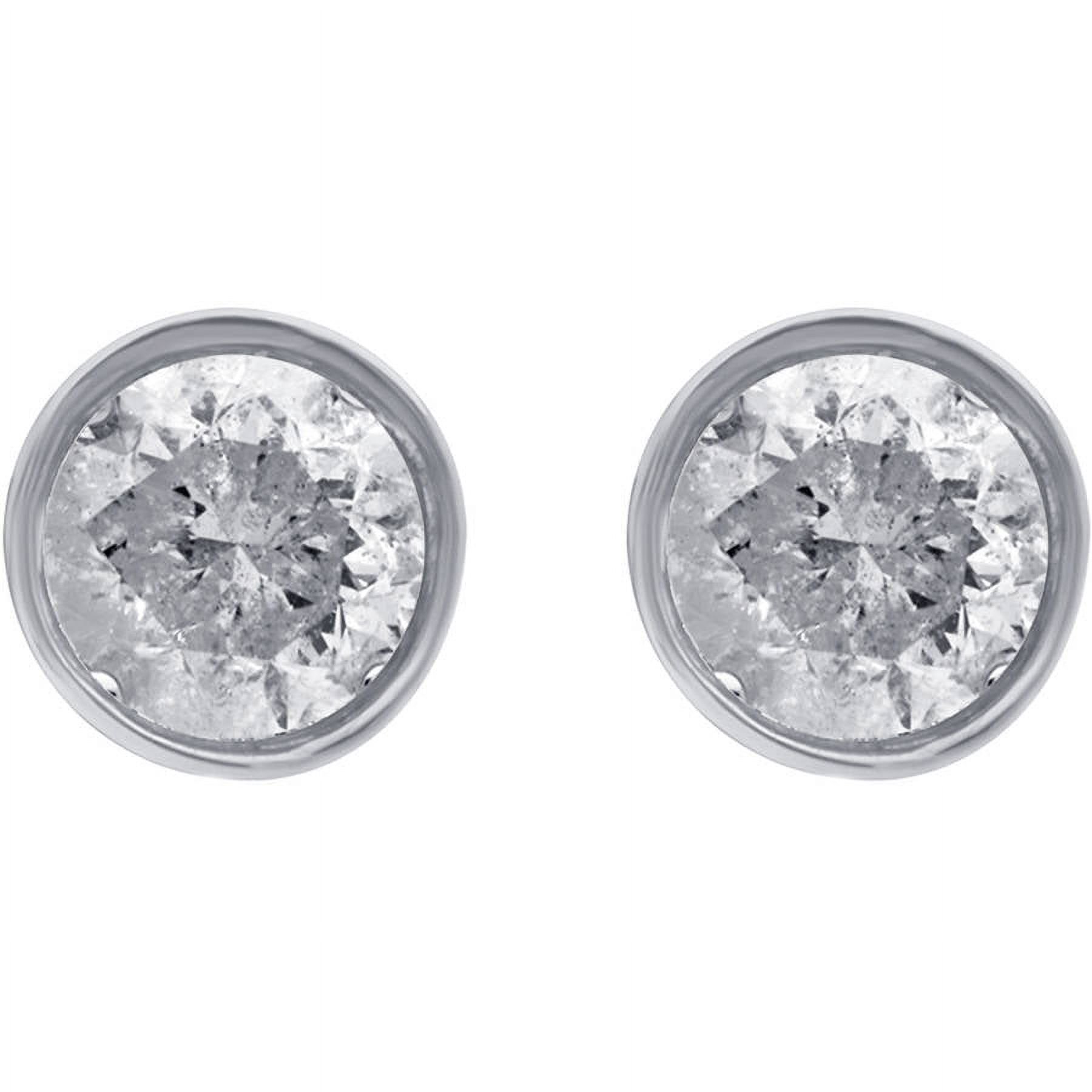 1.00 Carat T.W. Round Diamond 14kt White Gold Bezel Stud Earrings, IGL Certified, Comes in a Box