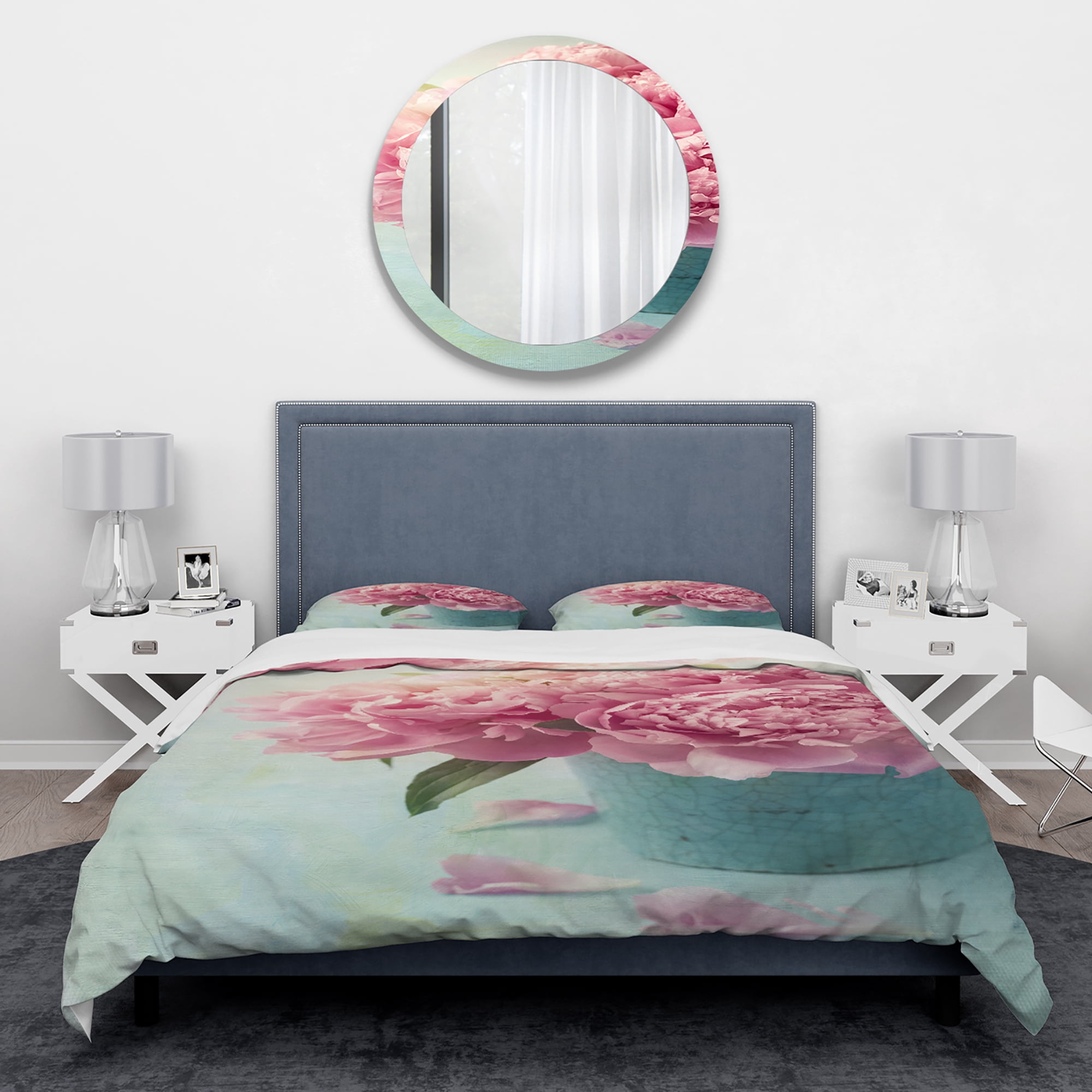 Designart 'Pink Peony Flowers in Vase' Traditional Duvet Cover Set