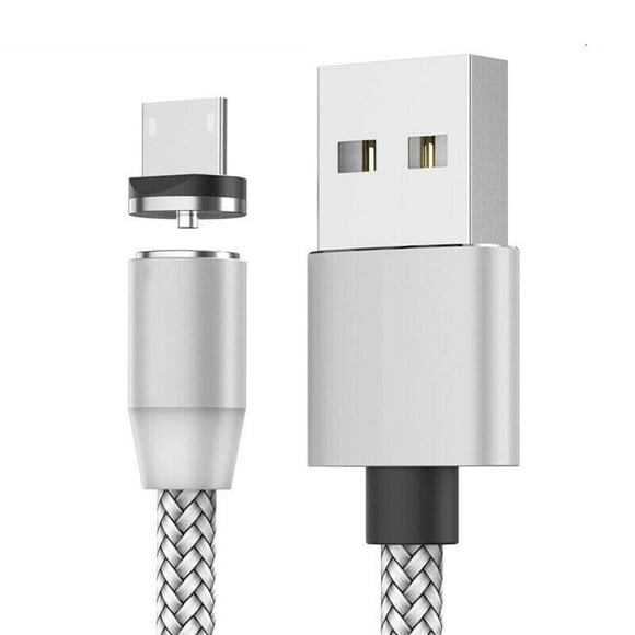 QualitChoice Micro USB Charging Connector Universal Cell Phones Absorption USB Snap Connect Charge Head silver 1m Android 1Set