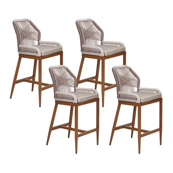 Outdoor Bar Stools - Set of 4 Counter Height Chairs with Back, Cushions Included,All-Weather Design, Chic Ergonomics, for Patio ,Garden