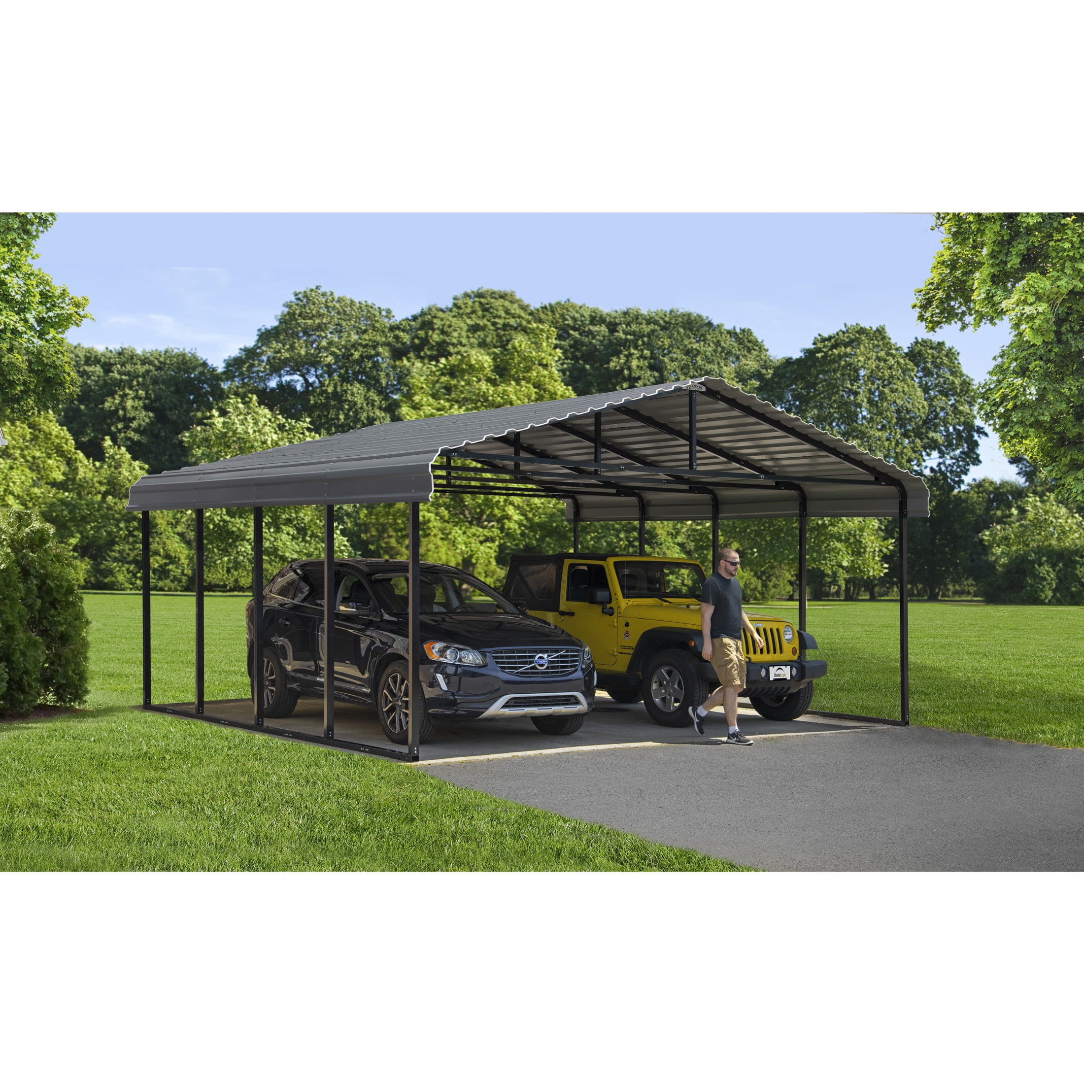 Arrow 20 x 20 x 9 ft Charcoal Carport