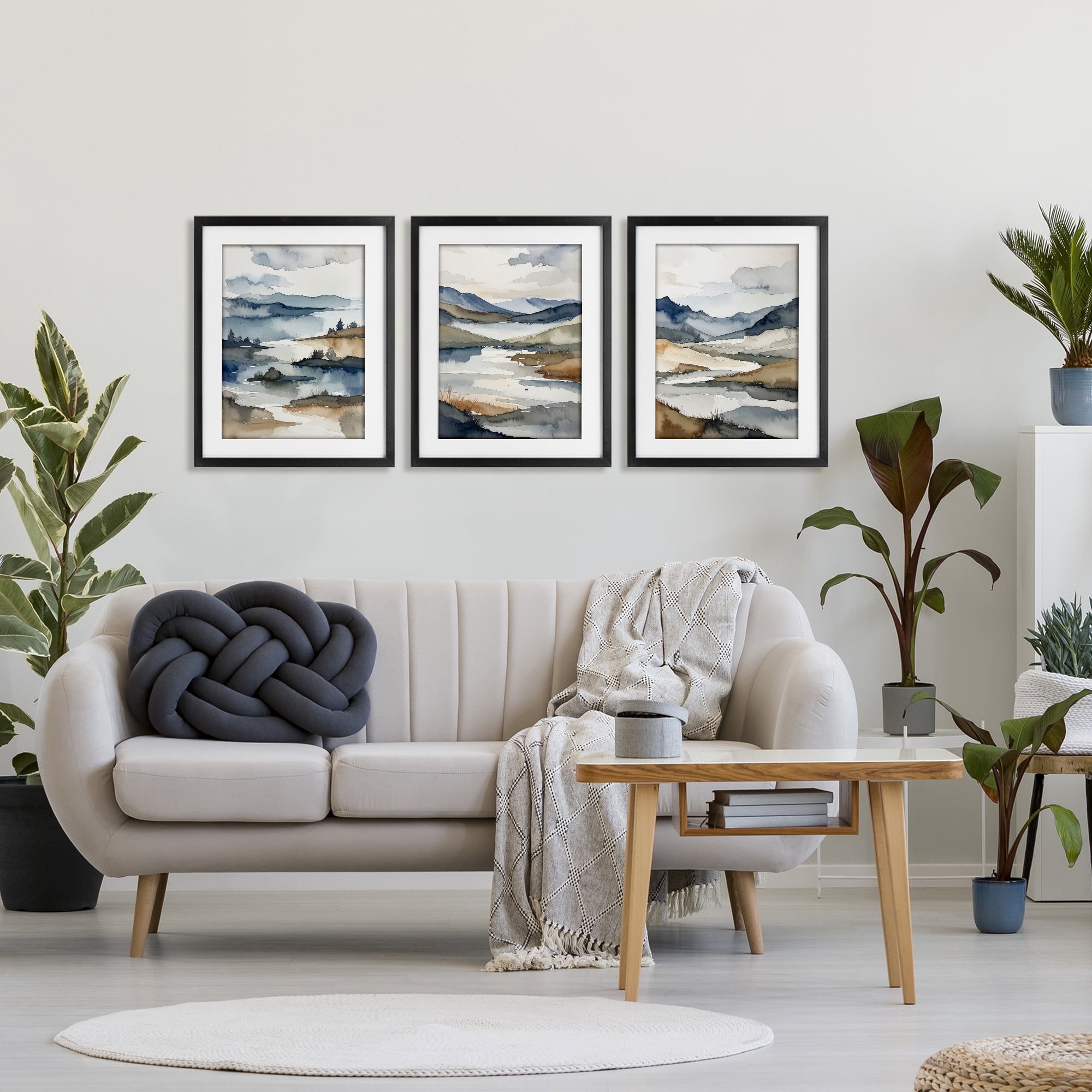 Stupell Industries Continuous Flow Of Water 3 Piece Black Framed Print Under Glass Set, design by Alonza Saunders