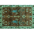 thumbnail image 1 of Ahgly Company Machine Washable Indoor Rectangle Persian Turquoise Blue Traditional Area Rugs, 7' x 10', 1 of 4