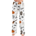 thumbnail image 2 of Pajama Pants for Women Halloween Pumpkin Ghost Print Soft Stretch Drawstring Comfy Pants, 2 of 5