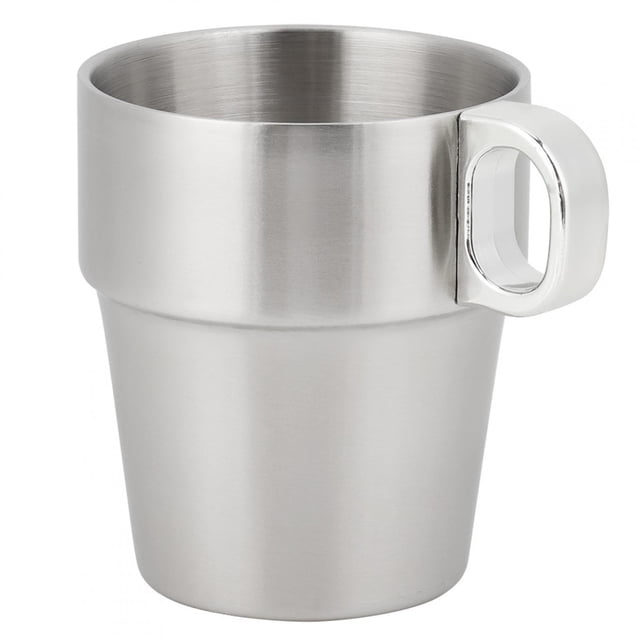 7Pcs Stainless Steel Water Cup Set, Double Layer Anti Scalding Stainless Steel Water Cup Coffee Cups with Cup Holder Plastic Electroplating Handle for Hone Use