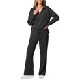 thumbnail image 1 of Conjuntos de Dos Piezas para Mujer, Moda de Otoño 2025, Pantalones Anchos, Conjunto de Estar por Casa, para Viajes y Vacaciones. Negro M, 1 of 9