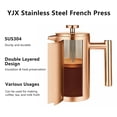 thumbnail image 3 of YJX 34oz Coffee Maker, Stainless Steel French Press, 1 Liter Camping Coffee Pot, Tea Maker, 34 Ounce Travel Coffee Presses, Heat Resistant Double Ins, 3 of 9