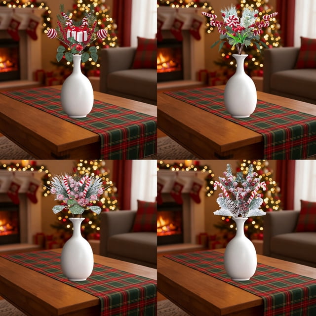 Pvc Découpes en 1 Pce Branches Artificielles de Baies Rouges Décorations de Noël Scène Festive de Table en Pvc Vert, Vert, 27x17.5cm JASKFLY