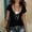 Black, variant on Women's Mock Two-Piece V-Neck Short Sleeve T-Shirt – Layered Ruffle Neckline Solid Color Slim Fit Summer Blouse Navy,XXXL