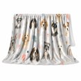 thumbnail image 2 of Playful Dog Heads Bows Rainbows Cheerful Painterly, Playful Pet Portrait Pattern, Warm Flannel Blanket for Living Room and Reading Nook, Dog Lovers Friendship Gift, Pet Lover Home Decor, 2 of 9