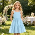 thumbnail image 2 of Tfken Comfy Dresses For Girls Soft Travel Holiday Girls Sleeveless Dresses Elegant Solid Color Party Children Cute Clothes Size 7-8 Years, 2 of 6