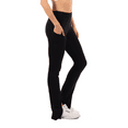 thumbnail image 3 of Yoga Leggings with Front Slit and Pockets High Waist Tummy Control Buttery Soft Comfy Stretchy Workout Pants Black Medium, 3 of 4