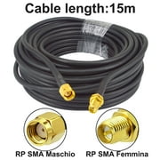Onelinkmore 15m (49.2 Ft) SMA Female to RP SMA Male Low-Loss Coaxial Extension Cable RG58 Reverse