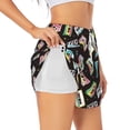 thumbnail image 3 of Lsque Colorful Retro Tape Printed Women's Running Shorts with Liner Pockets,Elastic Quick Dry Workout Athletic Gym Yoga Shorts,Womens High Waist Shorts-Small, 3 of 9