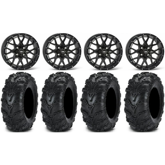ITP Hurricane 14" Wheels Black 28" Mud Lite II Tires Honda Foreman Rancher SRA
