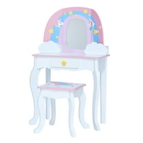 Teamson Kids Little Dreamer Kids Vanity Table & Stool, White/Pink