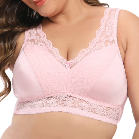 Vedolay Plus Size Lingerie For Women Women's Full Coverage Front Closure Wire Free Back Support Posture Bra,Pink S