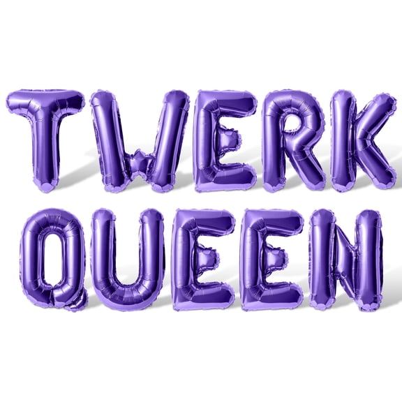 Letter Balloons - TWERK QUEEN 16" Inch Alphabet Letters Foil Mylar Balloon Birthday Party Banner (Purple)
