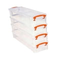 thumbnail image 1 of Caja de almacenamiento transparente multiusos, organizador de plástico, contenedor grande apilable. Naranja, 1 of 9