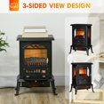 thumbnail image 5 of HOMCOM 23" Electric Infrared Fireplace Stove, Freestanding Fireplace Heater with Realistic Flame, Adjustable Temperature, Timer, 1000W/1500W, Black, 5 of 10