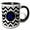 Black/White, variant on 3drose, Black and White Chevron Monogram Blue Initial K, 11oz Two-tone Yellow Mug