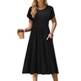 thumbnail image 1 of Vestido midi de verano Zeagoo para mujer, manga corta, negro, 1 of 6