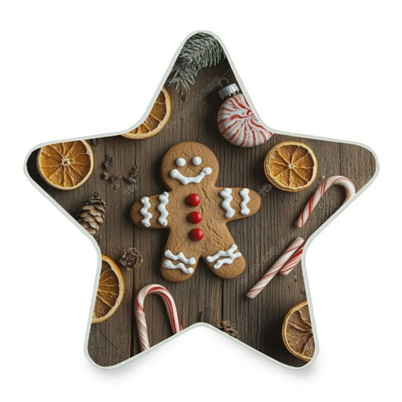 WOBOGO Gingerbread Man and Candy LED Star Night Light 0.2 Watt Wall Plug Dusk to Dawn Auto Switch Adjustable Brightness Soft White Light